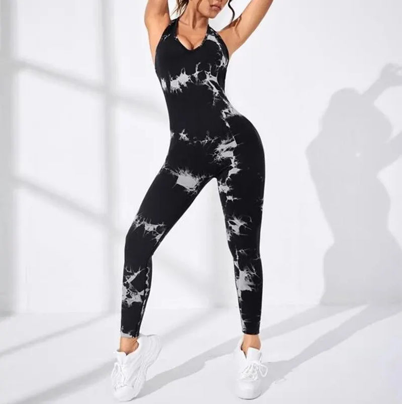 Sexy Backless Sling Women Full Seasons Casual Fitness Sporty Playsuit Sleeveless Slim Activewear All in One Jumpsuit Clothing