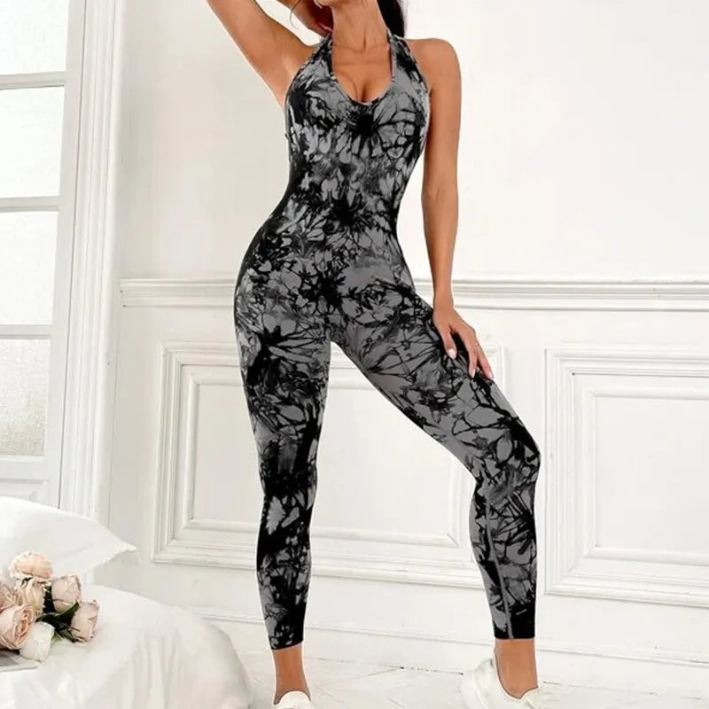 Sexy Backless Sling Women Full Seasons Casual Fitness Sporty Playsuit Sleeveless Slim Activewear All in One Jumpsuit Clothing
