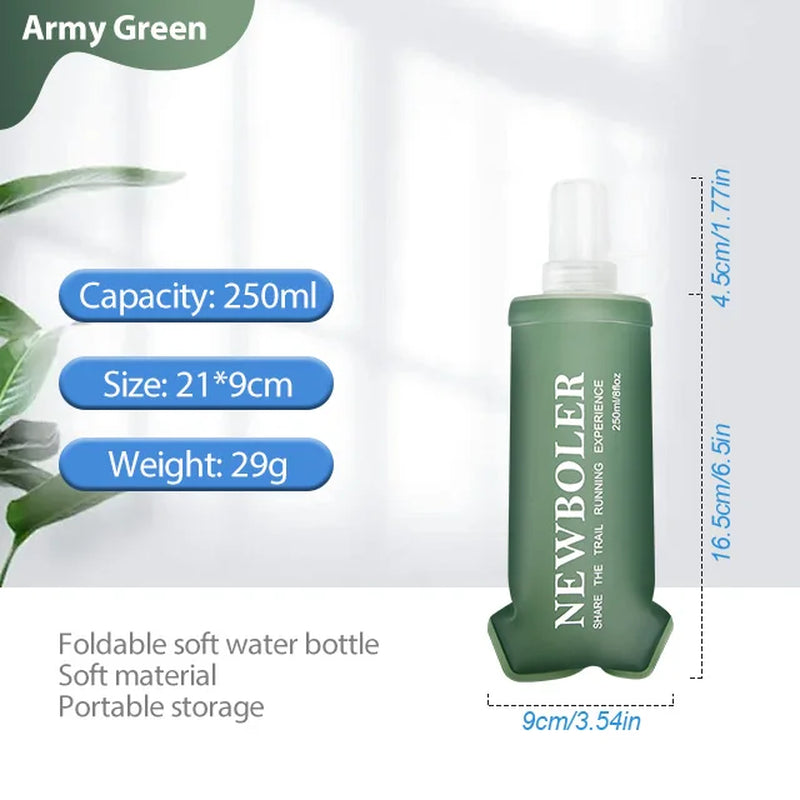 NEWBOLER 150/250/300/500Ml Water Bottle TPU Folding Soft Flask Outdoor Sport Running Camping Hiking Travel Portable Water Bottle