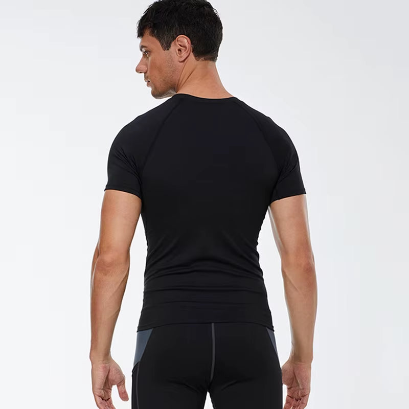 Compression T Shirt Men Summer Sportswear Running T-Shirt Elastic Quick Dry Sport Tops Tee Athletic Gym Workout Shirts Men