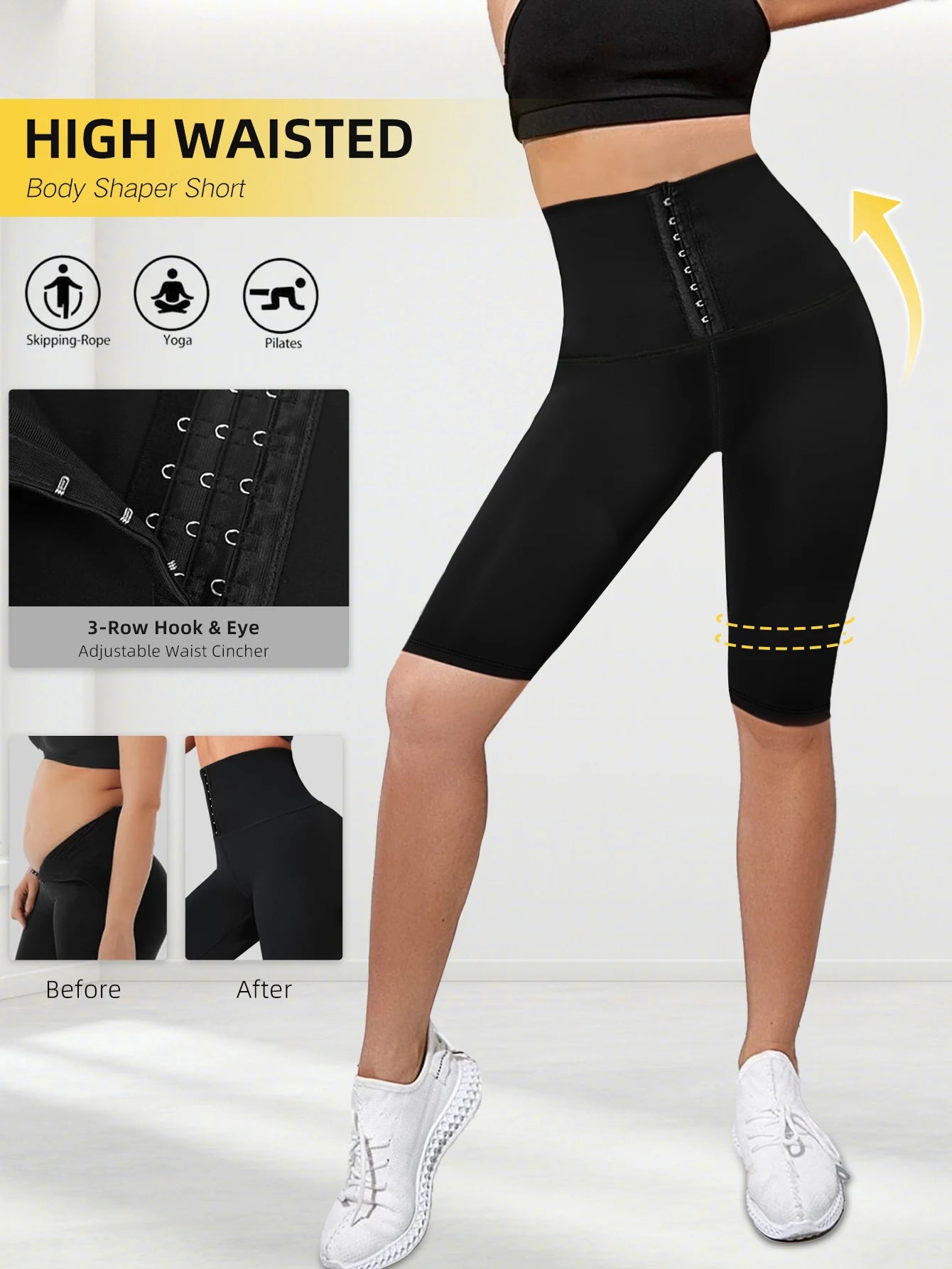 Women'S Waist Shaper Yoga Pants 5-Inch Shorts High Waist Tummy Control Compression Workout Shorts for Fitness Postpartum Summer